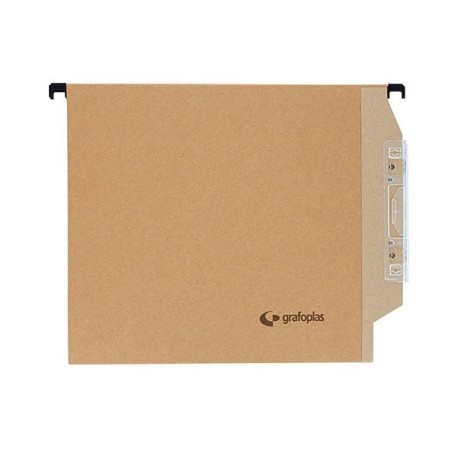 Carpeta colgante Grafoplás - Visor lateral - Kraft - Varilla de plástico - A4 - Lomo en V (PACK INDIVISIBLE DE 50 UNIDADES)