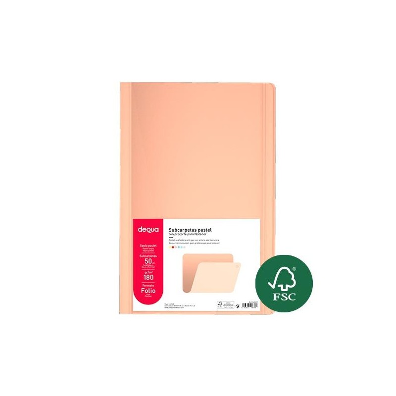Subcarpeta Dequa - Folio - 180 g - Color sepia pastel (PACK INDIVISIBLE DE 50 UNIDADES)