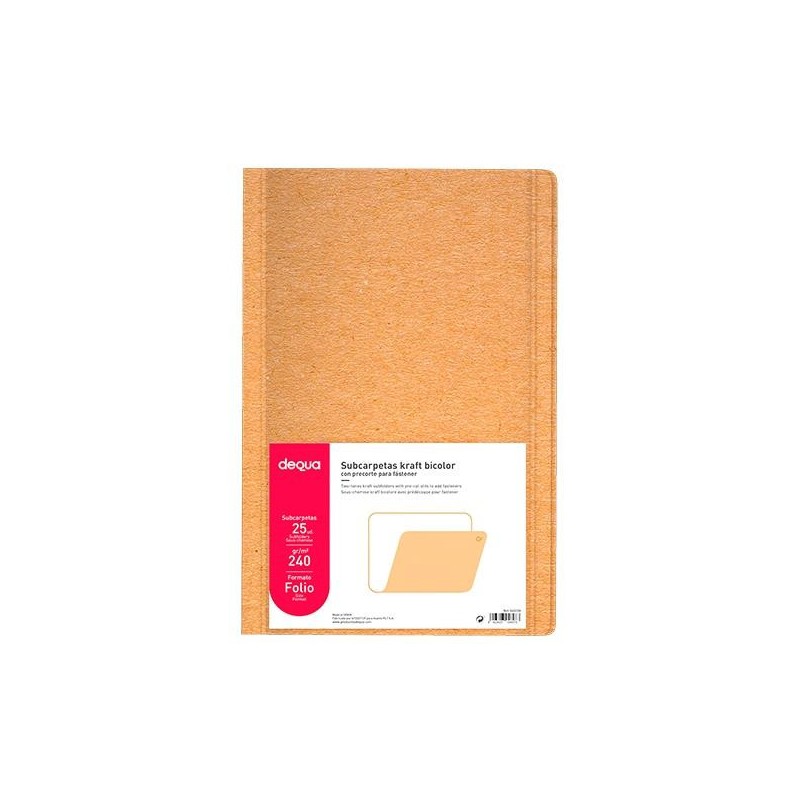 Subcarpeta kraft bicolor Dequa - Folio - 240 g (PACK INDIVISIBLE DE 25 UNIDADES) Subcarpeta kraft bicolor Dequa - Folio - 240 g (PACK INDIVISIBLE DE 25 UNIDADES)