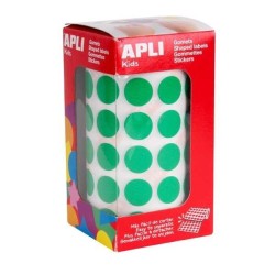 Gomets redondos Apli - 10,5 mm - Color verde - Rollo 5192 ud