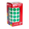 Gomets redondos Apli - 10,5 mm - Color verde - Rollo 5192 ud