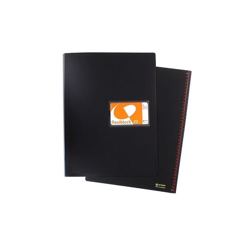 Carpeta de fundas Grafoplás - Espiral oculto - PP - Folio - 20 fundas - Color negro