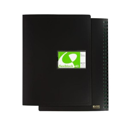 Carpeta de fundas Grafoplás - Espiral oculto - PP - Folio - 40 fundas - Color negro