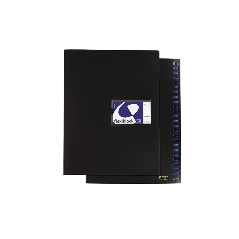 Carpeta de fundas Grafoplás - Espiral oculto - PP - Folio - 50 fundas - Color negro Carpeta de fundas Grafoplás - Espiral oculto - PP - Folio - 50 fundas - Color negro