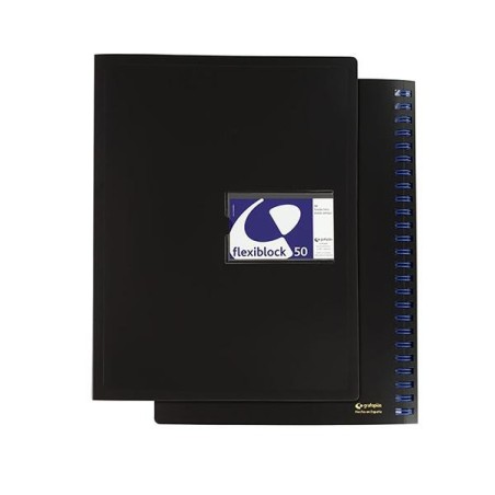 Carpeta de fundas Grafoplás - Espiral oculto - PP - Folio - 50 fundas - Color negro