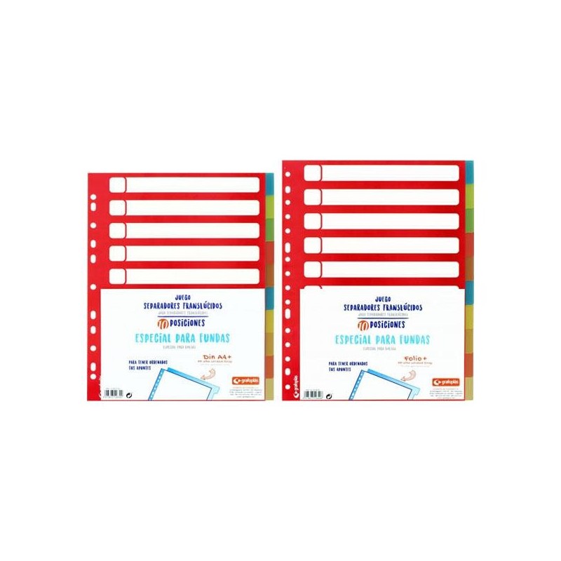 Separadores para fundas Grafoplás - Multitaladro - PP - A4 - 10 posiciones - Colores surtidos Separadores para fundas Grafoplás - Multitaladro - PP - A4 - 10 posiciones - Colores surtidos