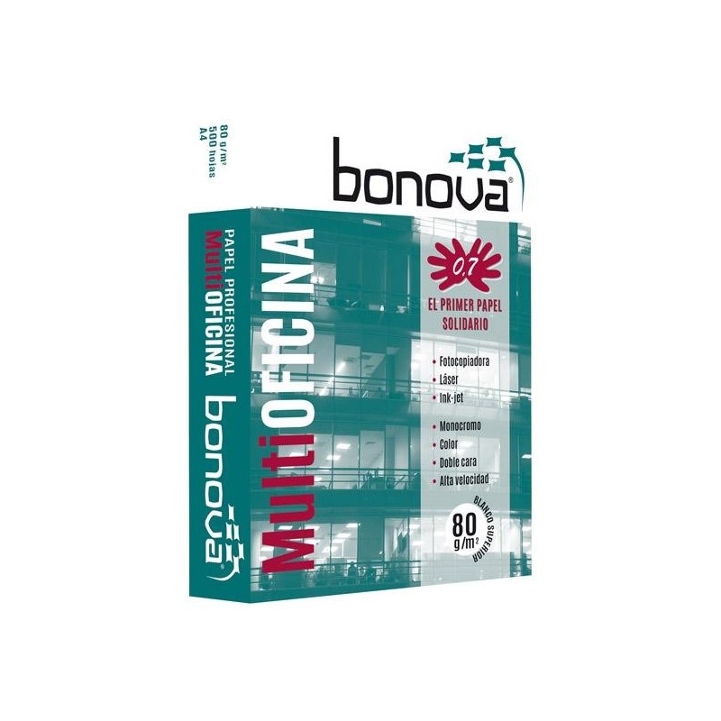 Papel multifunción Bonova - A4 - 80 g - Pack 500 hojas (PACK INDIVISIBLE DE 5 UNIDADES)