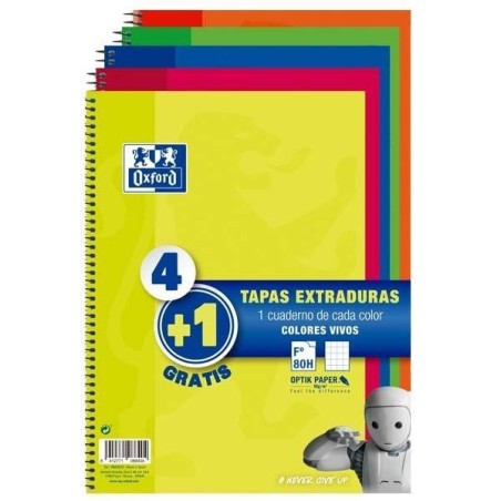 Cuaderno Enri - Espiral - Cartón contracolado - Folio - 4x4 - 80 hojas - 60 g - Colores surtidos
