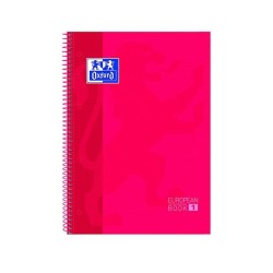 Cuaderno microperforado Oxford - Espiral - Cartón extra duro - A4+ - 5x5 - 4 taladros - 80 hojas - 90 g - Color rojo