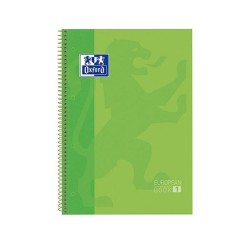 Cuaderno microperforado Oxford - Espiral - Cartón extra duro - A4+ - 5x5 - 4 taladros - 80 hojas - 90 g - Color verde