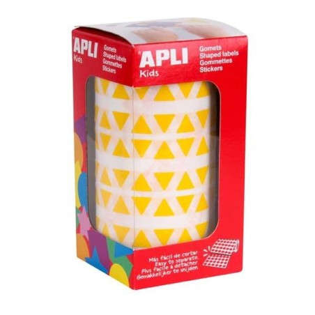 Gomets triangulares Apli - 10,5 x 10,5 x 10,5 mm - Color amarillo - Rollo 6136 ud
