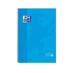 Cuaderno microperforado Oxford - Espiral - Cartón extra duro - A4+ - 5x5 - 4 taladros - 80 hojas - 90 g - Color turquesa