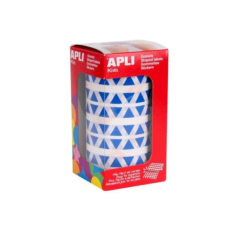 Gomets triangulares Apli - 10,5 x 10,5 x 10,5 mm - Color azul - Rollo 6136 ud