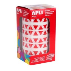 Gomets triangulares Apli - 10,5 x 10,5 x 10,5 mm - Color rojo - Rollo 6136 ud
