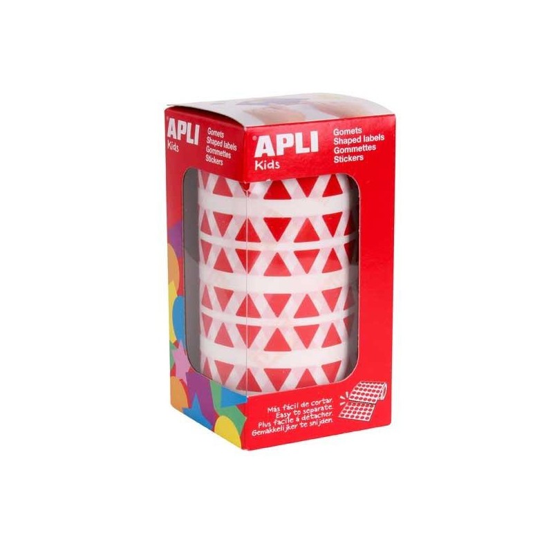 Gomets triangulares Apli - 10,5 x 10,5 x 10,5 mm - Color rojo - Rollo 6136 ud