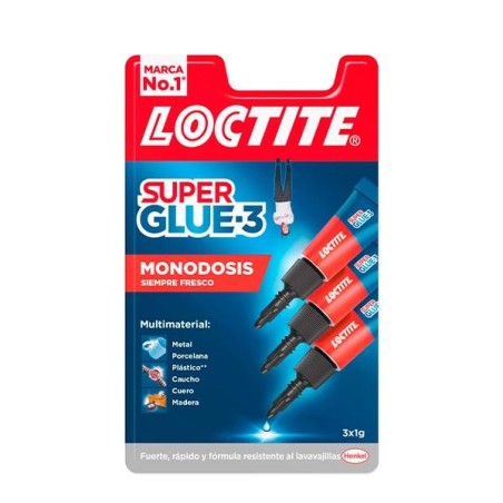 Tubo pegamento Loctite Super Glue 3 Original - 3 x 1 g