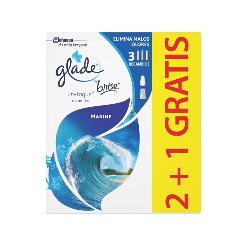 Ambientador difusor Glade 2 recambios + 1 gratis - Marine - 10 ml