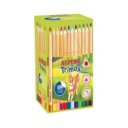 Lápiz de color Alpino Trimax - 5,4 mm - Colores surtidos - Schook pack 120 ud - Incluye 3 sacapuntas