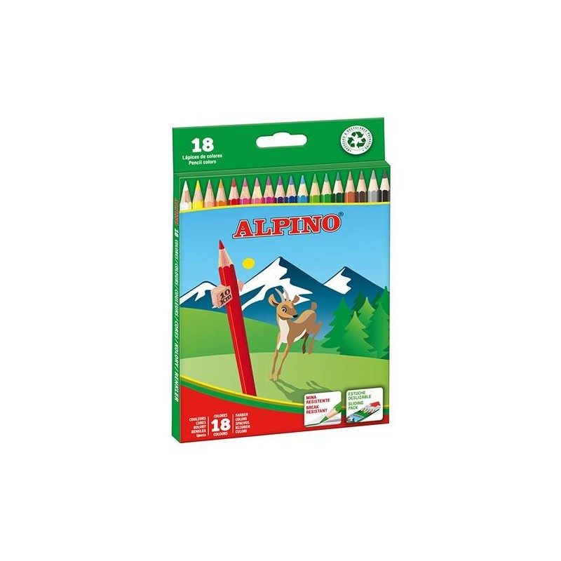 Lápiz de color Alpino - 3 mm - Colores surtidos - Estuche 18 ud
