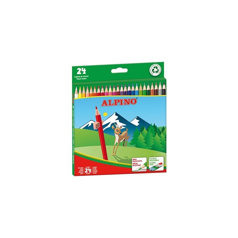 Lápiz de color Alpino - 3 mm - Colores surtidos - Estuche 24 ud
