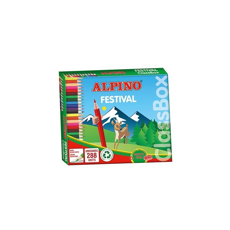 Lápiz de color Alpino Festival - 3 mm - Colores surtidos - School Pack 288 ud