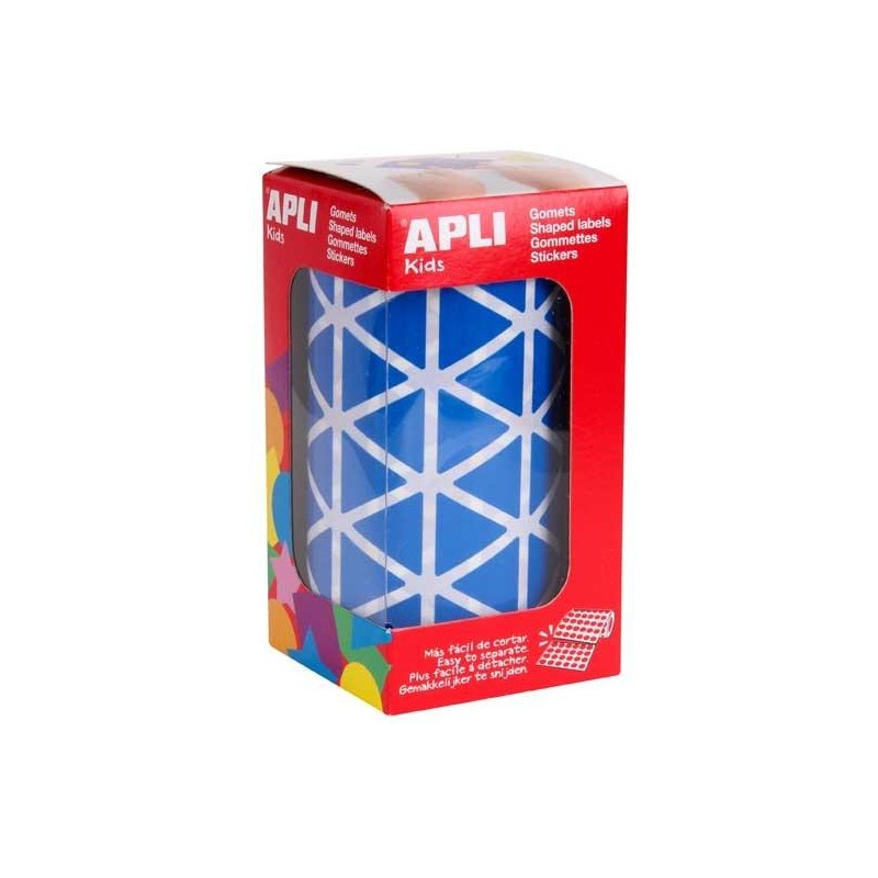 Gomets triangulares Apli - 20 x 20 x 20 mm - Color azul - Rollo 2832 ud Gomets triangulares Apli - 20 x 20 x 20 mm - Color azul - Rollo 2832 ud