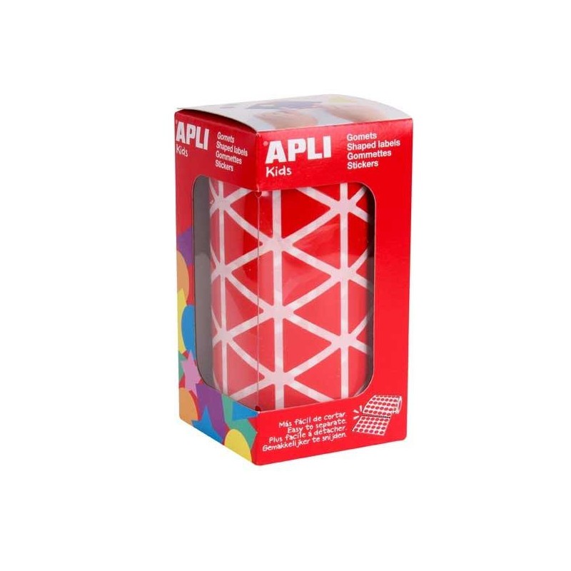 Gomets triangulares Apli - 20 x 20 x 20 mm - Color rojo - Rollo 2832 ud