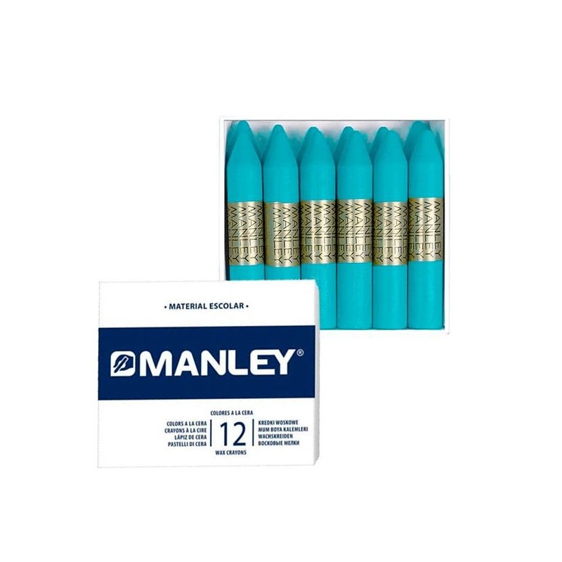 Ceras blandas Manley - Color azul turquesa - Caja 12 ud Ceras blandas Manley - Color azul turquesa - Caja 12 ud