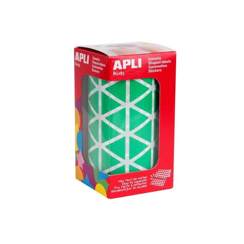 Gomets triangulares Apli - 20 x 20 x 20 mm - Color verde - Rollo 2832 ud