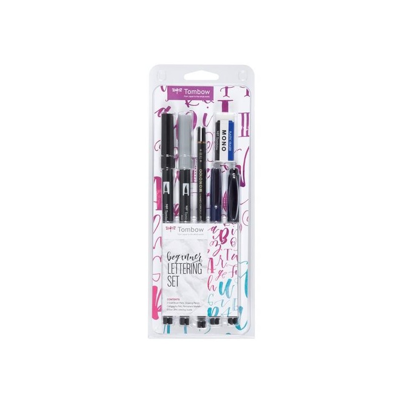 Rotulador Tombow Set de Lettering - Punta 0,8 mm y 10 mm - Estuche Set Beginner