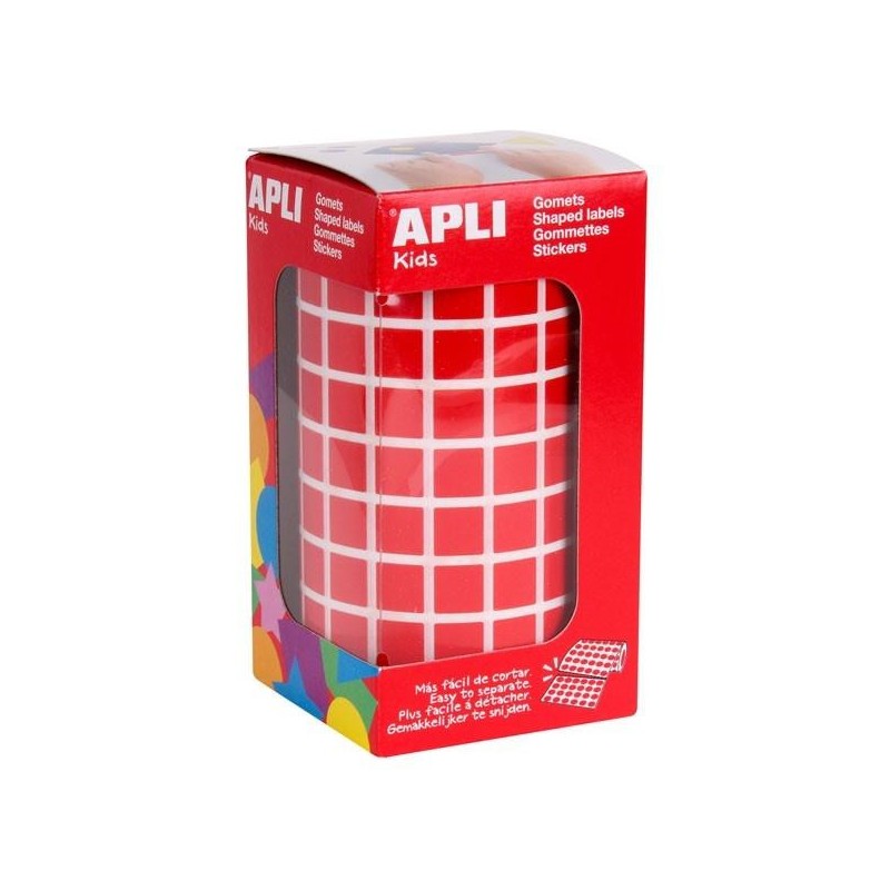 Gomets cuadrados Apli - 10 x 10 mm - Color verde - Rollo 6372 ud