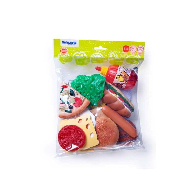 Comida rápida Miniland - Escala real 1:1 - + 3 años - Bolsa 19 ud