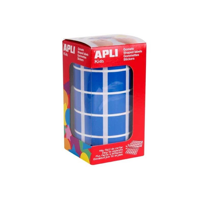 Gomets cuadrados Apli - 20 x 20 mm - Color azul - Rollo 1770 ud Gomets cuadrados Apli - 20 x 20 mm - Color azul - Rollo 1770 ud