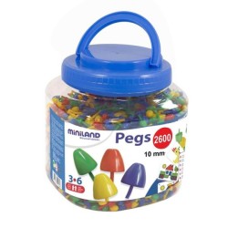 Pegs mosaico Miniland - 10 mm - + 3 años - Colores surtidos - Bote 2600 ud