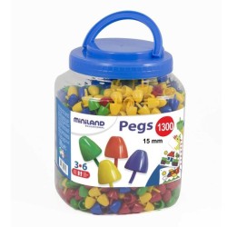 Pegs mosaico Miniland - 15 mm - + 3 años - Colores surtidos - Bote 1300 ud