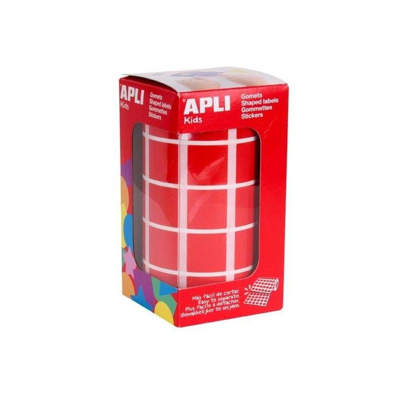 Gomets cuadrados Apli - 20 x 20 mm - Color rojo - Rollo 1770 ud Gomets cuadrados Apli - 20 x 20 mm - Color rojo - Rollo 1770 ud