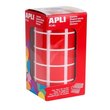 Gomets cuadrados Apli - 20 x 20 mm - Color rojo - Rollo 1770 ud
