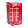 Gomets cuadrados Apli - 20 x 20 mm - Color rojo - Rollo 1770 ud