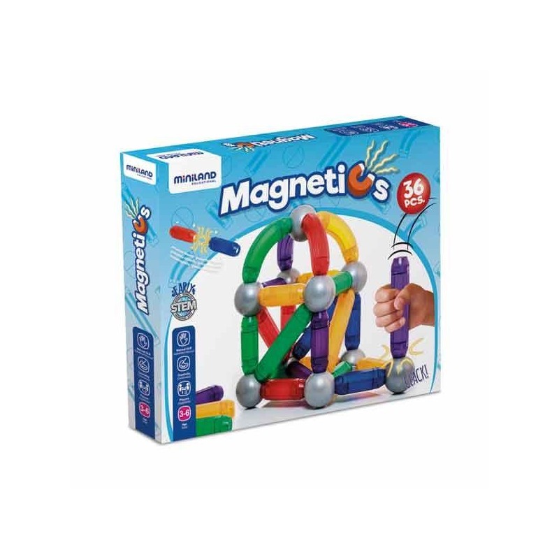 Magnetics Miniland - 12 cm - + 3 años - Caja 36 piezas