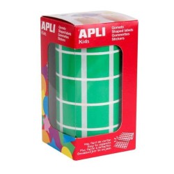Gomets cuadrados Apli - 20 x 20 mm - Color verde - Rollo 1770 ud