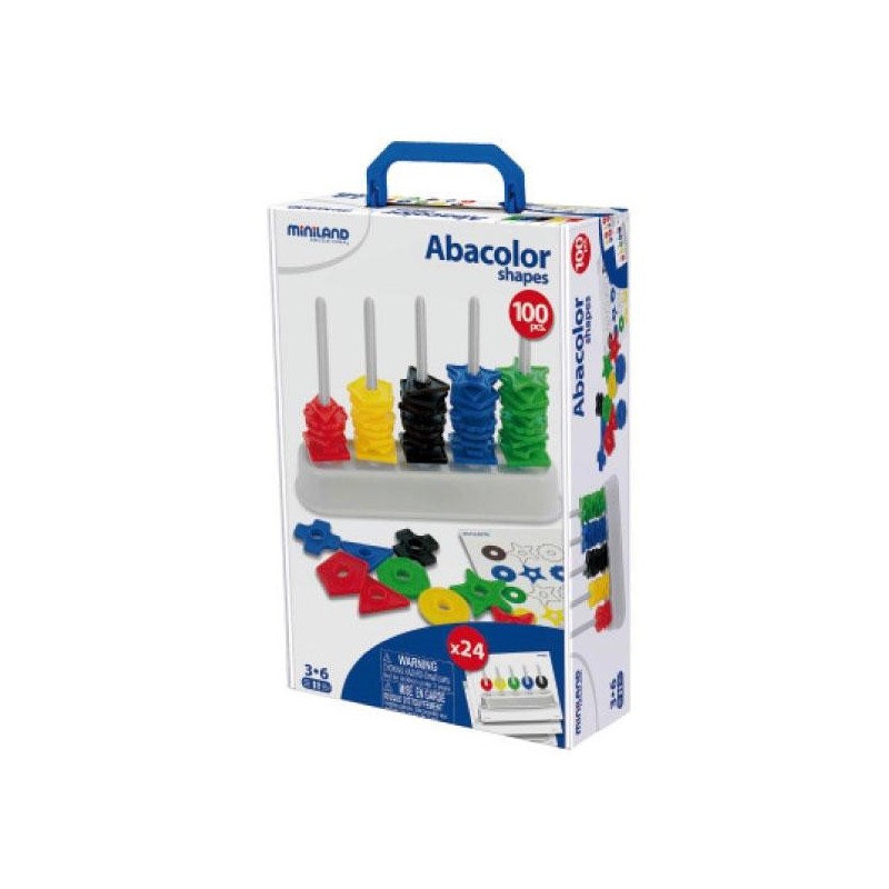 Abacolor Shape Miniland - 5 columnas - + 3 años - Colores surtidos - Pack 100 piezas Abacolor Shape Miniland - 5 columnas - + 3 años - Colores surtidos - Pack 100 piezas