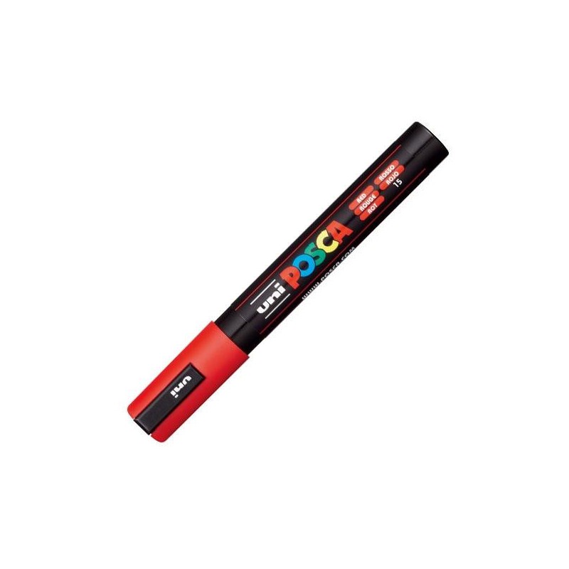 Marcador pintura Uni Posca PC-5M - Base de agua - Trazo 1,8-2,5 mm - Color rojo Marcador pintura Uni Posca PC-5M - Base de agua - Trazo 1,8-2,5 mm - Color rojo