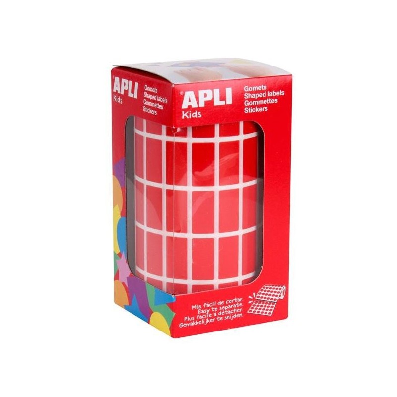 Gomets rectangulares Apli - 20 x 10 mm - Color verde - Rollo 3540 ud