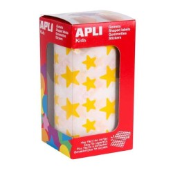 Gomets estrellas Apli - 12,5 y 19,5 mm - Color amarillo - Rollo 2360 ud