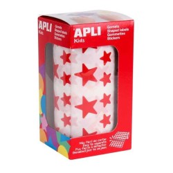 Gomets estrellas Apli - 12,5 y 19,5 mm - Color rojo - Rollo 2360 ud