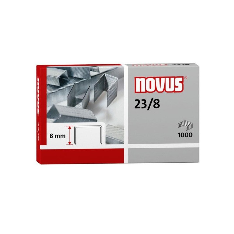 Grapas Novus 23/8 - Galvanizadas - 50 hojas - Caja 1000 grapas Grapas Novus 23/8 - Galvanizadas - 50 hojas - Caja 1000 grapas