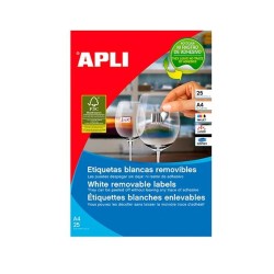 Etiquetas Apli - Removibles - 17,8 x 10 mm - Inkjet, láser, fotocopiadora - Color blanco - Pack 6750 etiquetas