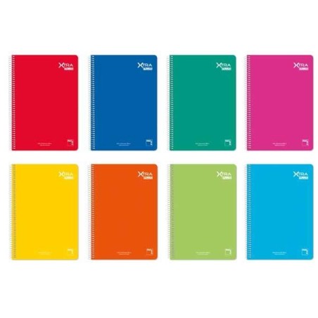Cuaderno Pacsa Xtra Plus - Espiral - Cartón contracolado - Folio - 4x4 - 80 hojas - 90 g - Colores surtidos