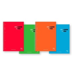 Cuaderno microperforado Pacsa SuperBlock - Espiral - Cartón - A4 - 5x5 - 120 hojas - 90 g - Colores surtidos