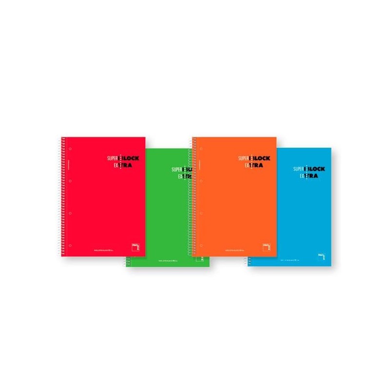 Cuaderno microperforado Pacsa SuperBlock - Espiral - Cartón - A4 - 5x5 - 120 hojas - 90 g - Colores surtidos